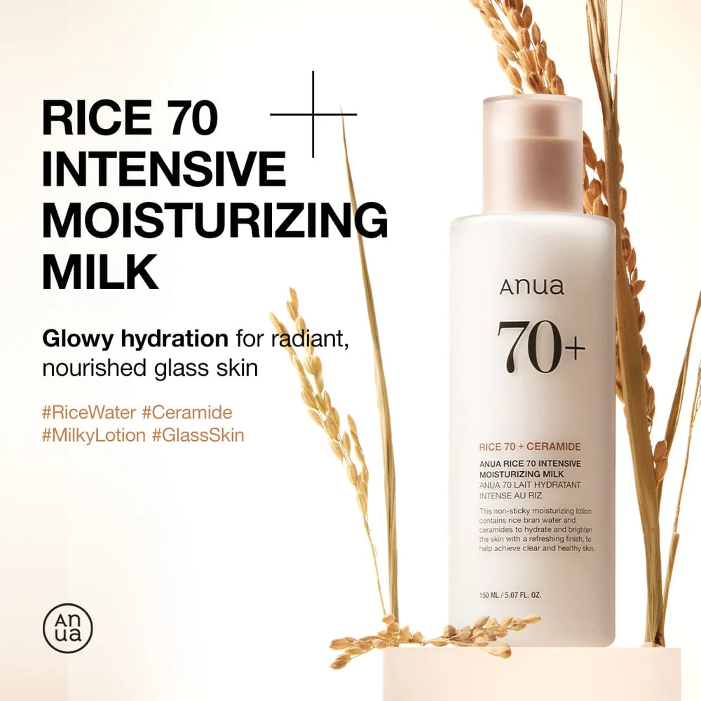 Anua Rice 70 Moisturizing Milk 150ml με νιασιναμίδη και κεραμίδια για ενυδάτωση, λάμψη και ενίσχυση του επιδερμικού φραγμού