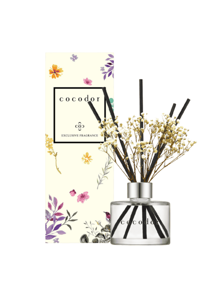 Cocodor Flower Diffuser White Musk με γυάλινο μπουκάλι και διακοσμητικό λουλούδι, αρωματικός διαχυτής χώρου με απαλό πούδρινο και κρεμώδες άρωμα - θα το βρεις στο belevie.gr