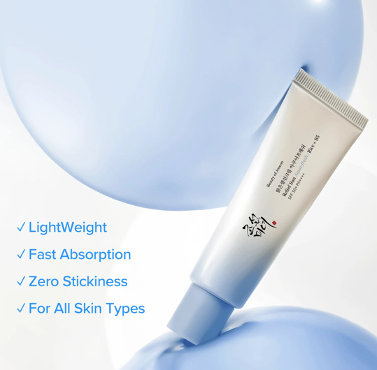 Beauty of Joseon Relief Sun Aqua-Fresh Rice + B5 SPF50+ PA++++ αντηλιακό προσώπου με ρύζι και πανθενόλη για ενυδάτωση, καταπράυνση και υψηλή προστασία UV χωρίς λευκά υπολείμματα